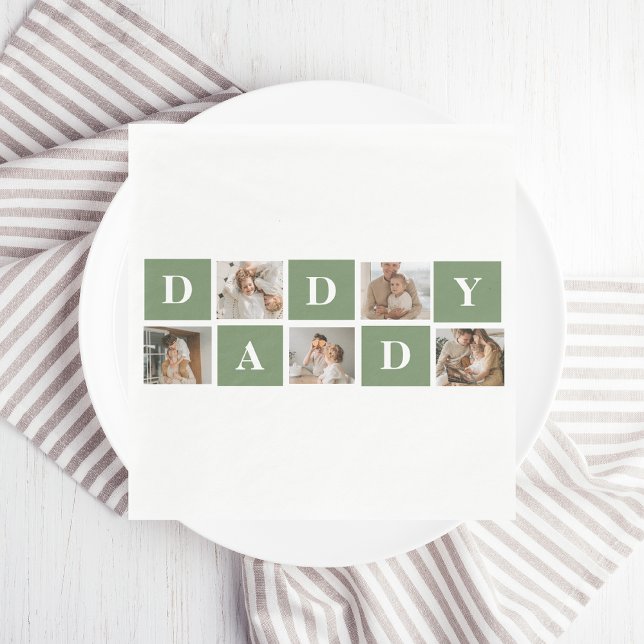 Modern Collage Photo & Lycklig Fars dag Gift Pappersservett (Skapare uppladdad)