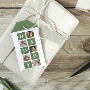 Modern Collage Photo & Lycklig Fars dag Gift Presentetikett