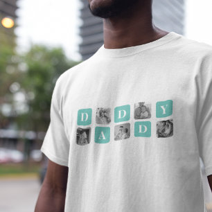Modern Collage Photo Lycklig Fars dag Gift T Shirt