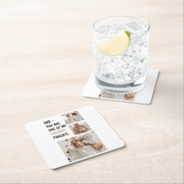 Modern Collage Photo & Lycklig Fars dag Gift Underlägg Papper Kvadrat