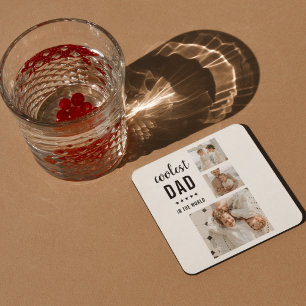 Modern Collage Photo Lycklig Fars dag Gift Underlägg Papper Kvadrat
