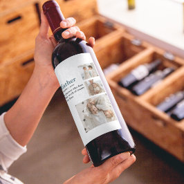 Modern Collage Photo Lycklig Fars dag Gift Vinflaska Etikett