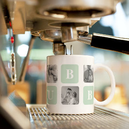 Modern Collage Photo Mint Best Hubby Gift Kaffemugg