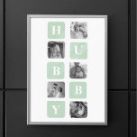 Modern Collage Photo Mint Best Hubby Gift Poster<br><div class="desc">Modern Collage Photo Mint Best Hubby Gift är en personlig presentidé för make som kombinerar skönheten hos ett fotokollage med charmen hos en mynta ram. Denna unika gåva är designad för att visa de mest minnesvärda stunder som delas av paret, såsom deras bröllopsdag, romantiska data, semester och andra viktiga evenemang....</div>