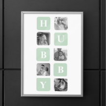 Modern Collage Photo Mint Best Hubby Gift