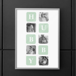 Modern Collage Photo Mint Best Hubby Gift Poster