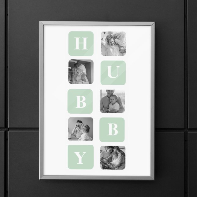 Modern Collage Photo Mint Best Hubby Gift Poster (Skapare uppladdad)