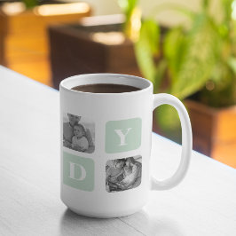 Modern Collage Photo Mint & Lycklig FathersDay Gif Kaffemugg