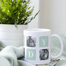 Modern Collage Photo Mint & Lycklig FathersDay Gif Kaffemugg