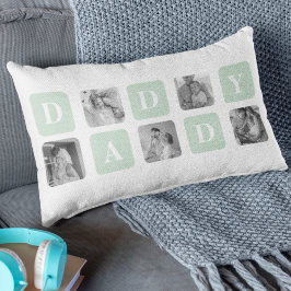 Modern Collage Photo Mint & Lycklig FathersDay Gif Lumbarkudde