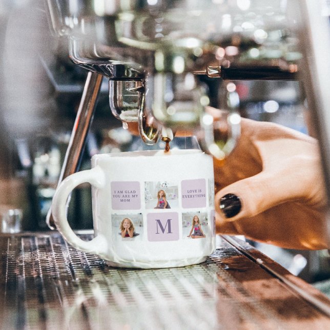 Modern Collage Photo Mors dag Lila Gift Espressomugg (Skapare uppladdad)