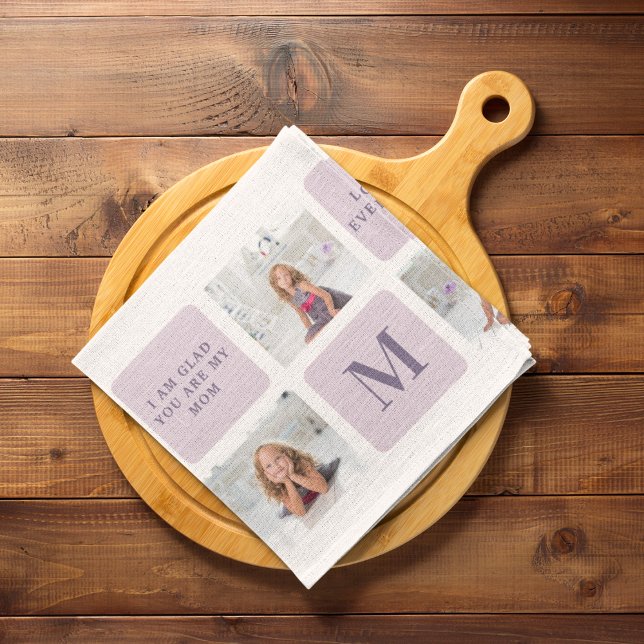 Modern Collage Photo Mors dag Lila Gift Kökshandduk (Skapare uppladdad)