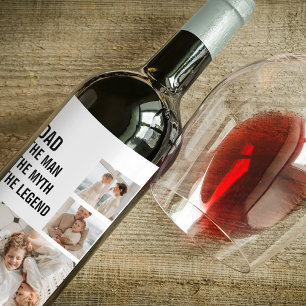 Modern Collage Photo   Pappa Gift Vinflaska Etikett