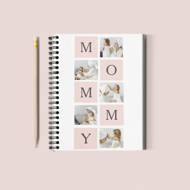 Modern Collage Photo & Pastel Rosa Mamma Gift Anteckningsbok (Skapare uppladdad)