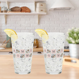 Modern Collage Photo & Pastel Rosa Mamma Gift Glaskopp