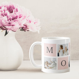 Modern Collage Photo & Pastel Rosa Mamma Gift Kaffemugg