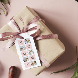 Modern Collage Photo & Pastel Rosa Mamma Gift Presentetikett