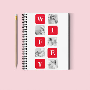 Modern Collage Photo & Red Gift for Loely Wifey Anteckningsbok