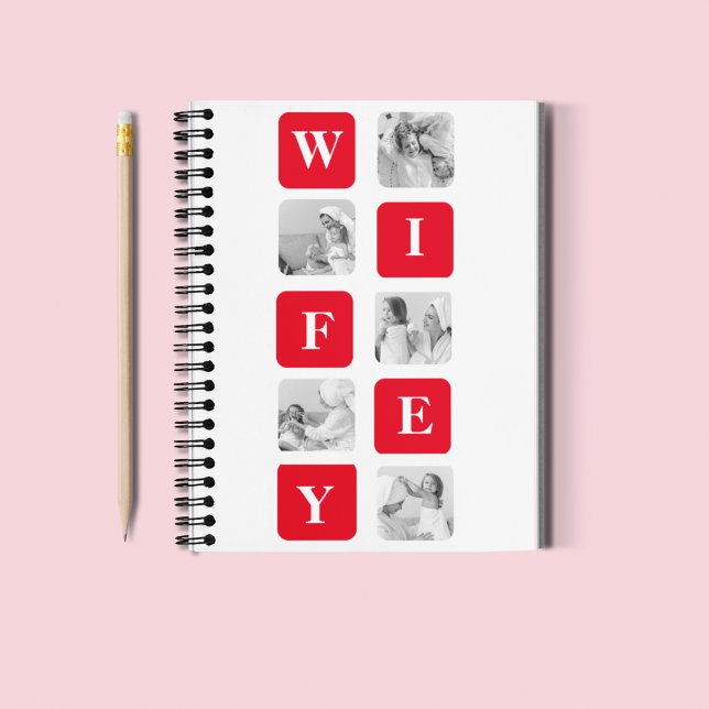 Modern Collage Photo & Red Gift for Loely Wifey Anteckningsbok (Skapare uppladdad)