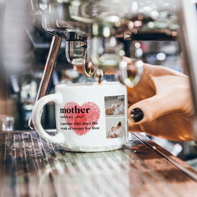 Modern Collage Photo & Red Heart Mor Gift Espressomugg (Skapare uppladdad)
