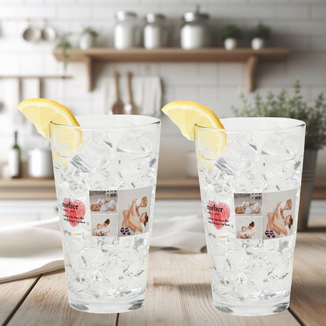 Modern Collage Photo & Red Heart Mor Gift Glaskopp (Skapare uppladdad)