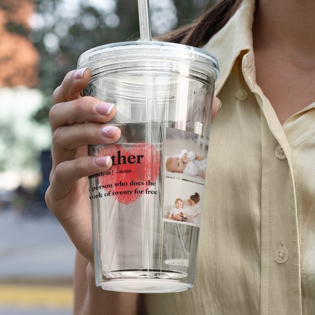 Modern Collage Photo & Red Heart Mor Gift Take Away Mugg (Skapare uppladdad)