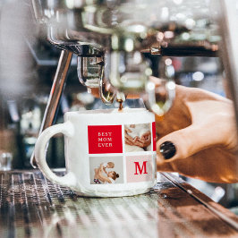 Modern Collage Photo Red & Rosa Best Mamma någonsi Espressomugg