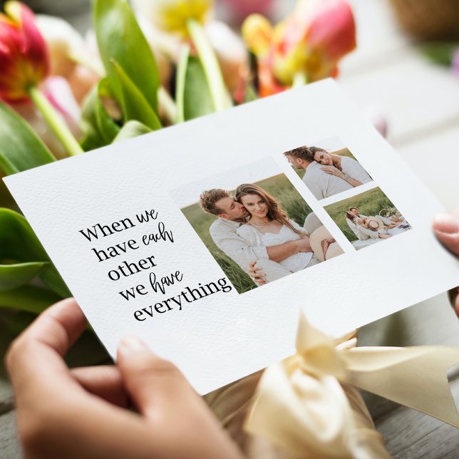 Modern Collage Photo Romantic Couple Quote Gift Helg Vykort (Skapare uppladdad)