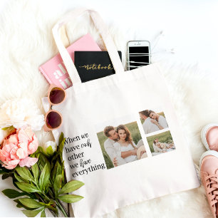 Modern Collage Photo Romantic Couple Quote Gift Tygkasse