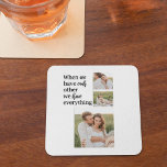 Modern Collage Photo Romantic Couple Quote Gift Underlägg Papper Kvadrat<br><div class="desc">Modern Collage Photo Romantic Couple Quote Gift</div>