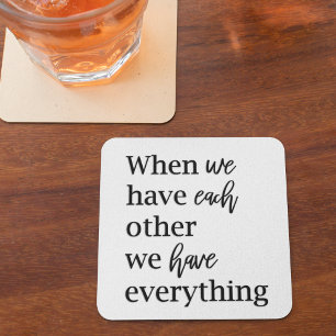 Modern Collage Photo Romantic Couple Quote Gift Underlägg Papper Kvadrat