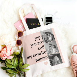 Modern Collage Photo & Romantic Loely Quote Gift Tygkasse