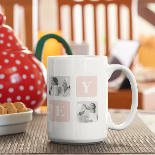 Modern Collage Photo & Rosa Gift for Loely Wifey Kaffemugg
