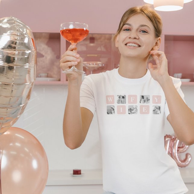Modern Collage Photo & Rosa Gift for Loely Wifey T Shirt (Skapare uppladdad)