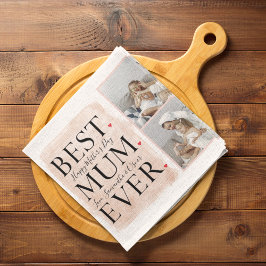 Modern Collage Photo Rosa Mors dag Kökshandduk