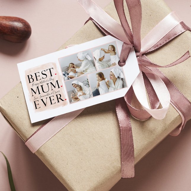 Modern Collage Photo Rosa Mors dag Presentetikett (Skapare uppladdad)