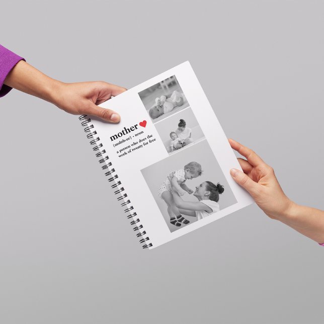 Modern Collage Photo & Text Red Heart Mor Gift Anteckningsbok (Skapare uppladdad)