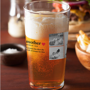 Modern Collage Photo & Text Red Heart Mor Gift Glaskopp