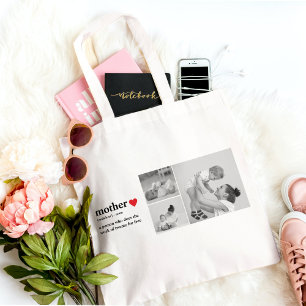 Modern Collage Photo & Text Red Heart Mor Gift Tygkasse