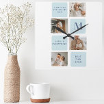 Modern Collage Photos Blue Best Far Gift Fyrkantig Klocka<br><div class="desc">Moderna samlingsobjekt med blått tema kan ge en underbar gåva till Fars dag eller tillfälle för att fira ett speciellt pappa. Samlingsfoton är ett unikt och kreativ sätt att visa en samling minnesvärda stunder och kan anpassas efter mottagarens stil och personlighet.</div>