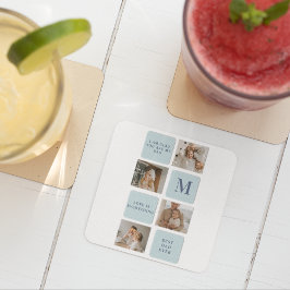 Modern Collage Photos Blue Best Far Gift Underlägg Papper Kvadrat