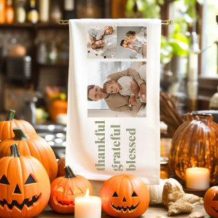 Modern Collage Three Photo Happy thanksgiving Ki Kökshandduk
