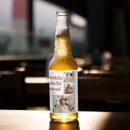 Modern Collage Three Photo | HAPPY THANKSGIVING Ölflaska Etikett