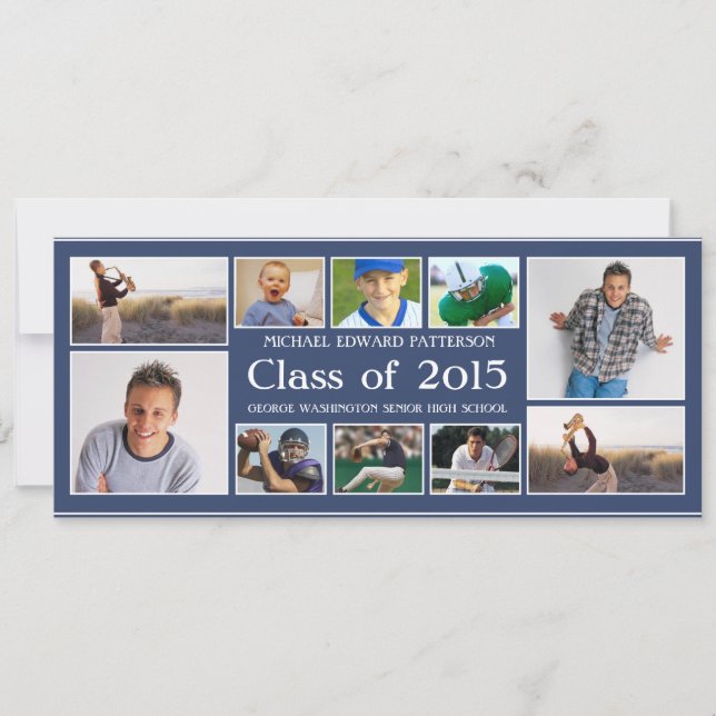 Modern Collagestudenten Announcment för tio foto Inbjudningar (Framsida)
