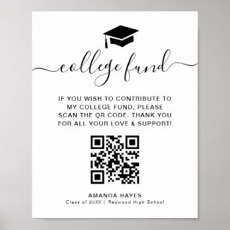 Modern College Fund Donation QR Code Sign Poster