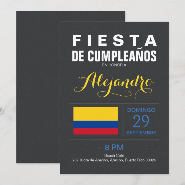 Modern: Colombiaparty Inbjudningar (Fram/baksida)