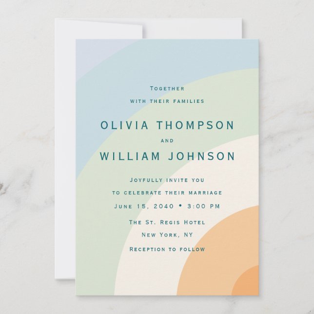 Modern Color Block Wedding Invitation Inbjudningar (Framsida)