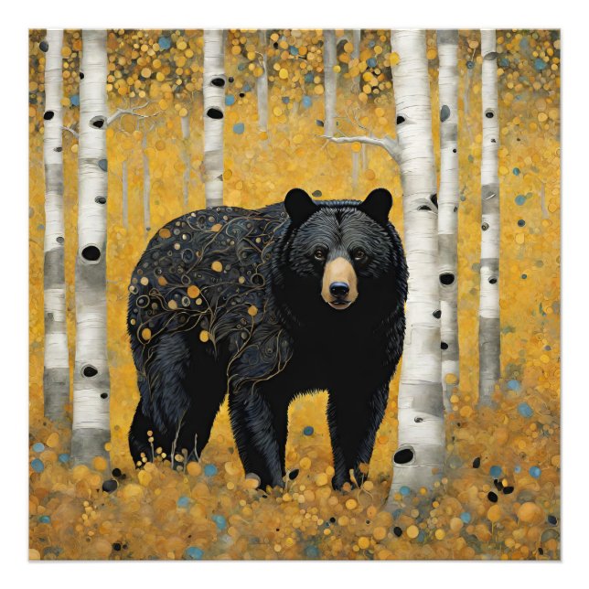 Modern Colorado Aspen Mountain Bear Fototryck (Framsidan)