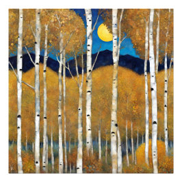 Modern Colorado Aspen Mountain Fall Poster