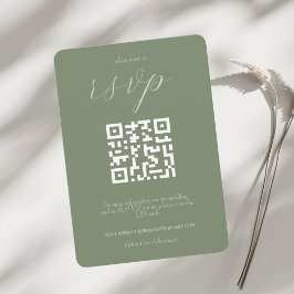 Modern Colorblock Bröllop QR-kod | Mörk Sage OSA Kort